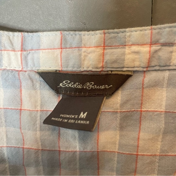 Eddie Bauer Sleeveless Blue/white/pink Checkered Button up Tank size medium - Picture 4 of 8